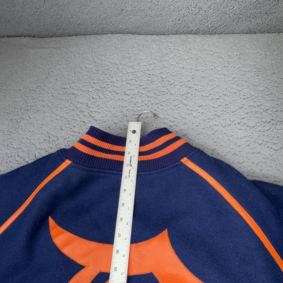 Detroit Tigers Jacket Mens 6XL Blue MLB Baseball Wool Leather JH Design USA - Picture 8 of 16